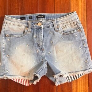 Miss Me Light Blue Star Embroidered Denim Shorts